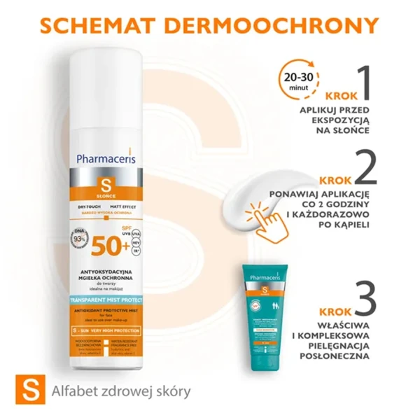 Pharmaceris S Transparent Mist Protect, antyoksydacyjna mgiełka ochronna do twarzy SPF 50+, 75 ml