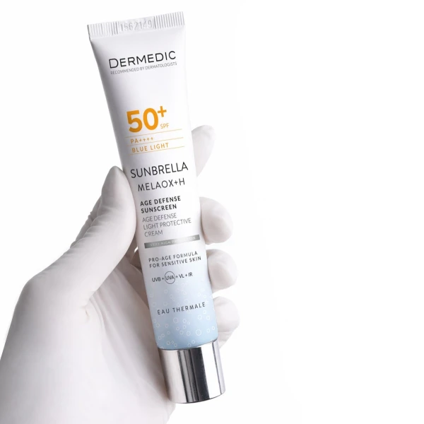 Dermedic Sunbrella Melaox + H, Lekki krem ochronny Age Defense SPF 50+, 40 ml
