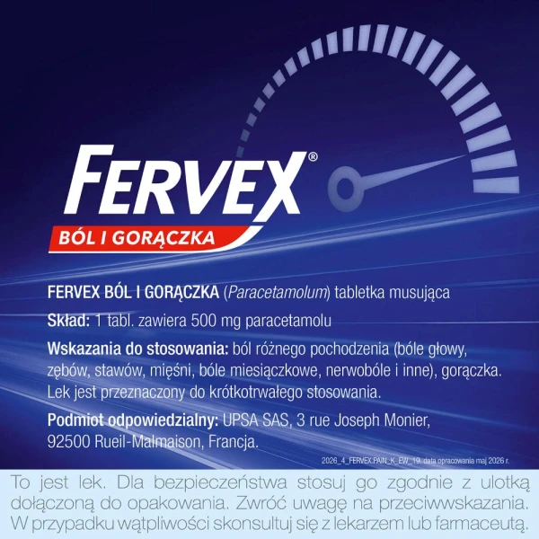 Fervex ból i gorączka, 16 tabletek musujących