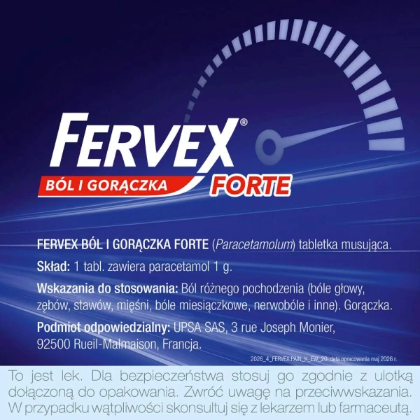 Fervex Ból i gorączka Forte 1g, 8 tabletek musujących