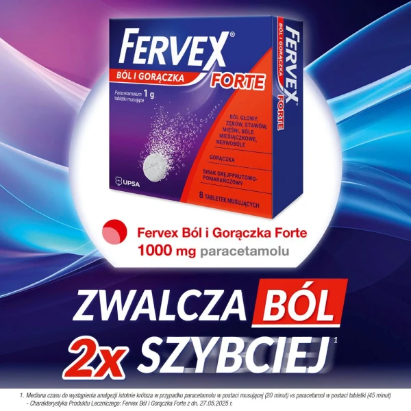Fervex Ból i gorączka Forte 1g, 8 tabletek musujących