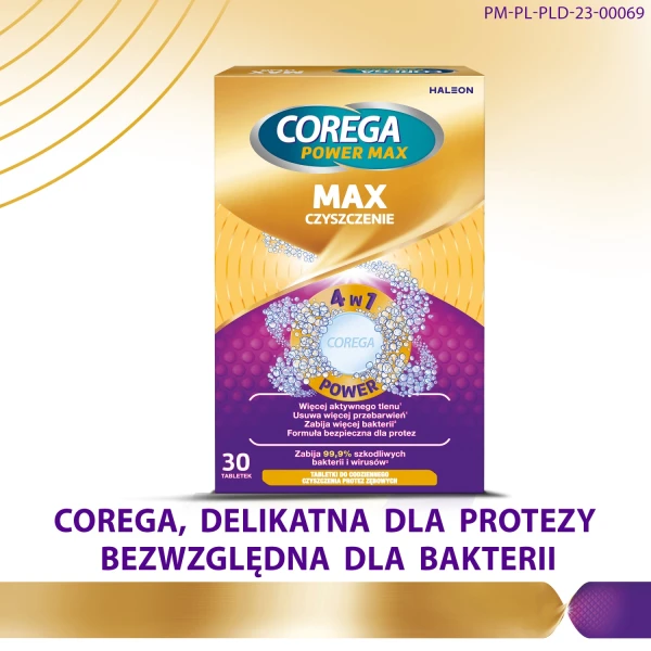 Corega Power Max, tabletki do czyszczenia protez zębowych, max czyszczenie, 30 tabletek