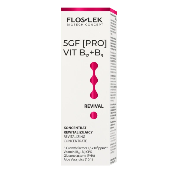 Floslek Biotech Concept 5GF [PRO] VIT B12+B9, koncentrat rewitalizujący do twarzy REVIVAL, 30 ml 