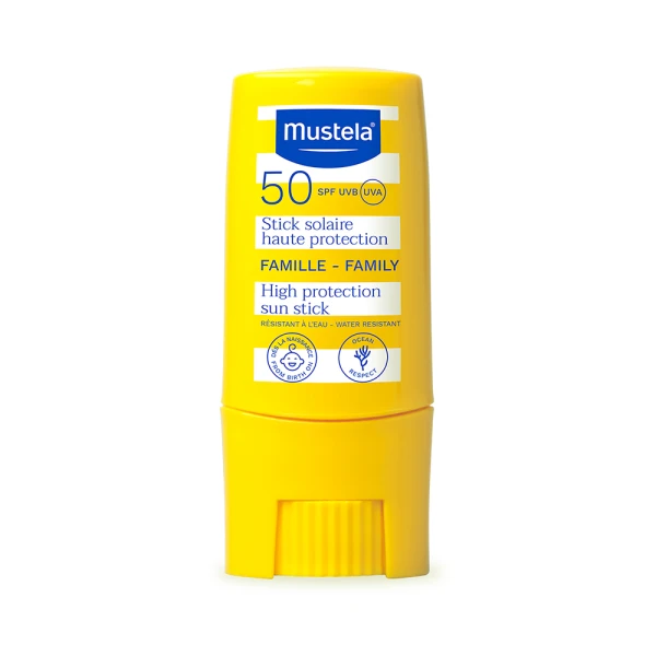 Zestaw Mustela Sun Fun In The Sun Travel Pack, mleczko przeciwsłoneczne, SPF 50, 40 ml + sztyft przeciwsłoneczny, SPF 50, 9 ml