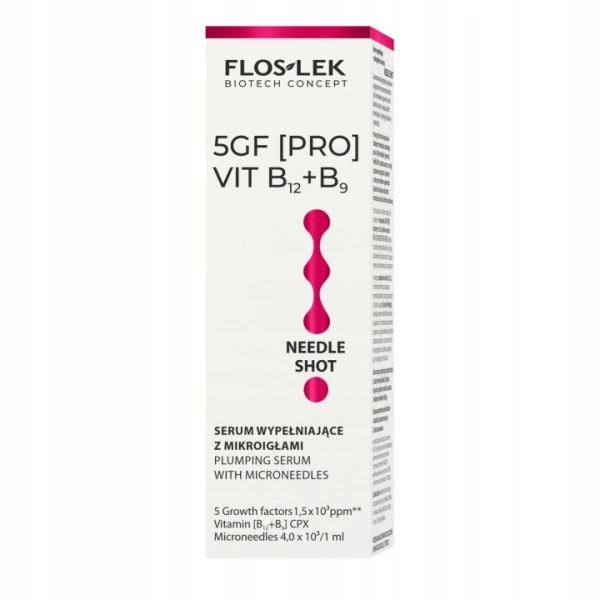 Floslek 5GF [PRO] VIT B12+B9, serum wypełniające z mikroigłami do twarzy NEEDLE SHOT, 30 ml