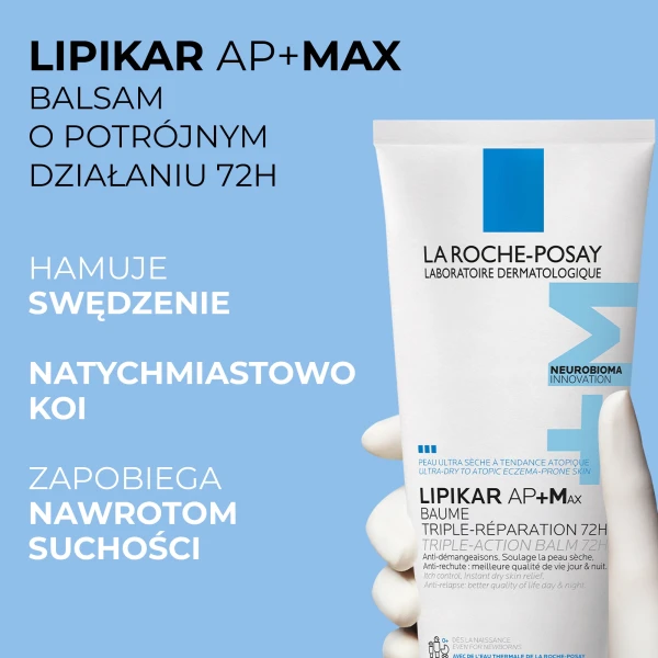 La Roche-Posay Lipikar Baume AP+M, balsam do ciała, skóra sucha i atopowa, od urodzenia, eco tube, 200 ml