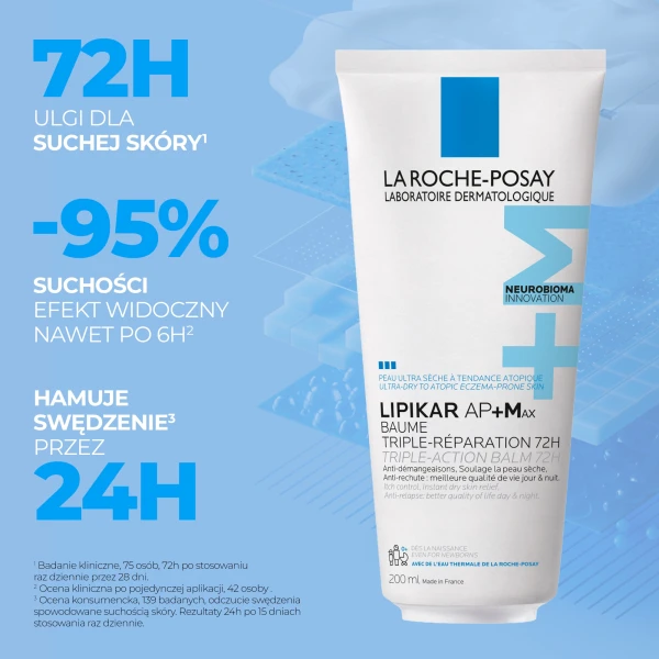 La Roche-Posay Lipikar Baume AP+M, balsam do ciała, skóra sucha i atopowa, od urodzenia, eco tube, 200 ml