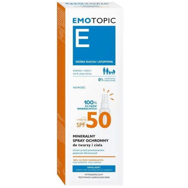 Pharmaceris Emotopic, mineralny spray ochronny do twarzy i ciała, SPF 50, 100 ml