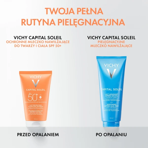 Vichy Capital Soleil, nawilżające mleczko ochronne do twarzy i ciała, SPF 50+, 150 ml