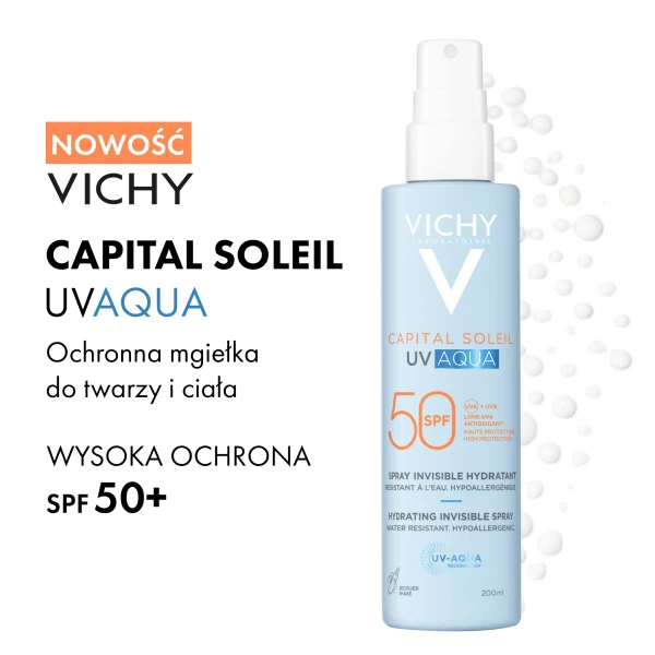 Vichy Capital Soleil UV-Aqua, ochronna mgiełka do twarzy i ciała, SPF 50, 200 ml