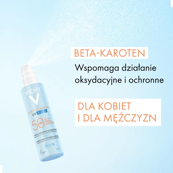 Vichy Capital Soleil UV-Aqua, ochronna mgiełka do twarzy i ciała, SPF 50, 200 ml