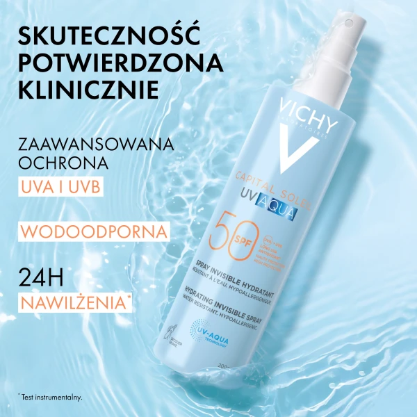 Vichy Capital Soleil UV-Aqua, ochronna mgiełka do twarzy i ciała, SPF 50, 200 ml