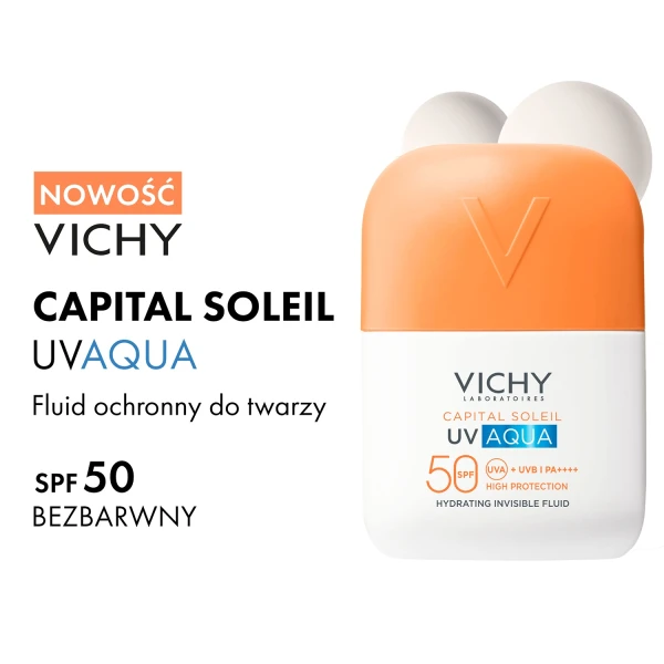 Vichy Capital Soleil UV-Aqua, ochronny fluid nawilżający do twarzy, SPF 50, 50 ml