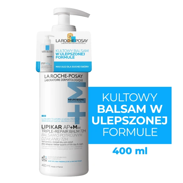La Roche-Posay Lipikar Baume AP+Max, balsam do ciała, skóra sucha i atopowa, od urodzenia, 400 ml