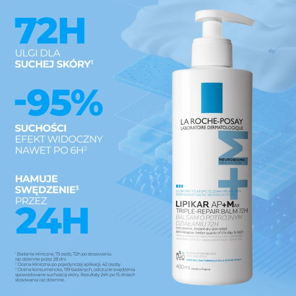 La Roche-Posay Lipikar Baume AP+Max, balsam do ciała, skóra sucha i atopowa, od urodzenia, 400 ml