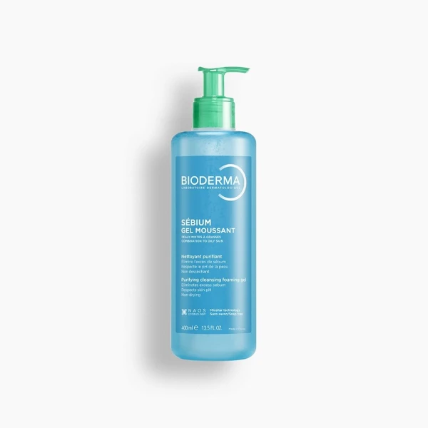 Bioderma Sebium, antybakteryjny żel do mycia twarzy, 2 x 400 ml