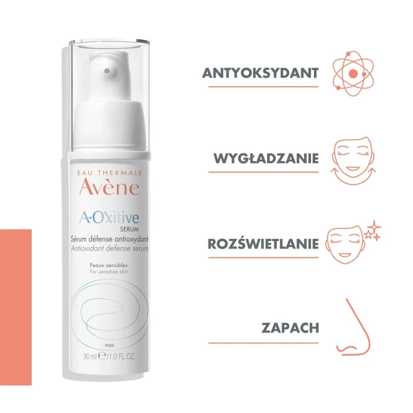 Avene A-Oxitive, antyoksydacyjne serum ochronne, skóra wrażliwa z pierwszymi oznakami starzenia, 30 ml