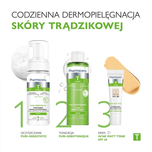 Pharmaceris T Acne Matt Tone BB, tonujący krem przeciwtrądzikowy, 01 light, SPF 30, 30 ml