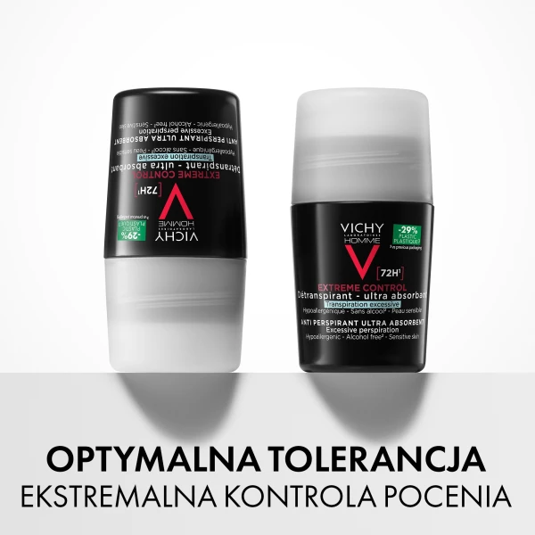 Vichy Homme, antyperspirant roll-on dla mężczyzn, 72-godzinna ochrona, 2 x 50 ml