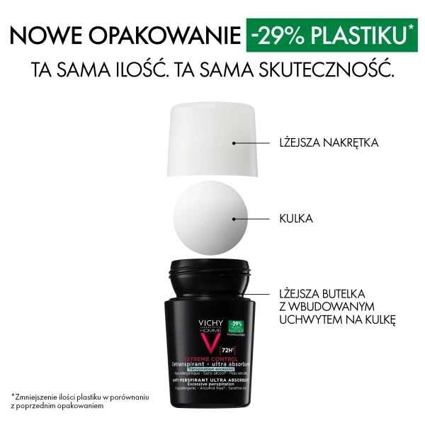 Vichy Homme, antyperspirant roll-on dla mężczyzn, 72-godzinna ochrona, 2 x 50 ml