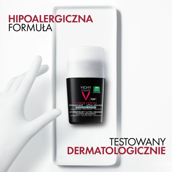 Vichy Homme, antyperspirant roll-on dla mężczyzn, 72-godzinna ochrona, 2 x 50 ml