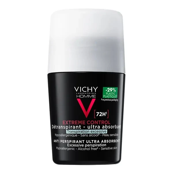 Vichy Homme, antyperspirant roll-on dla mężczyzn, 72-godzinna ochrona, 2 x 50 ml