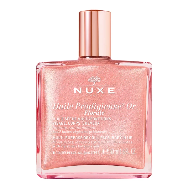 Nuxe zestaw The Infinite Glow in Pink, Very Rose serum do ust, 8 ml + Huile Prodigieuse Or Florale, olejek z drobinkami, 50 ml + Huile Prodigieuse Florale, olejek, 10 ml