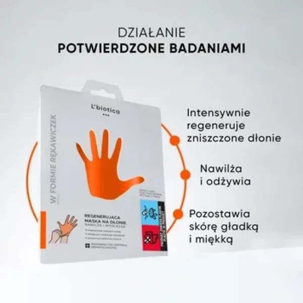 L'Biotica, maska regenerująca na dłonie, nasączone rękawiczki, 1 para