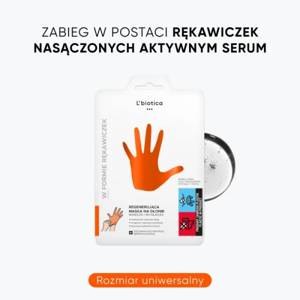 L'Biotica, maska regenerująca na dłonie, nasączone rękawiczki, 1 para