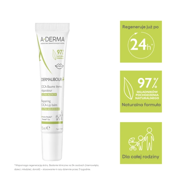 A-Derma Dermalibour+ Cica, regenerujący balsam do ust, 15 ml