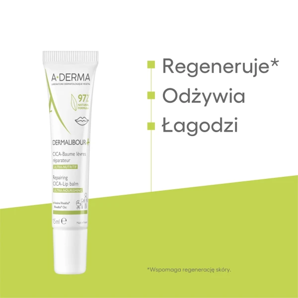 A-Derma Dermalibour+ Cica, regenerujący balsam do ust, 15 ml