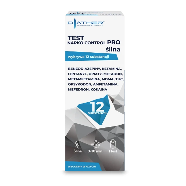 Diather, Test na wykrywanie narkotyków ze śliny, Narko Control Pro, wykrywa 12 substancji, 1 sztuka