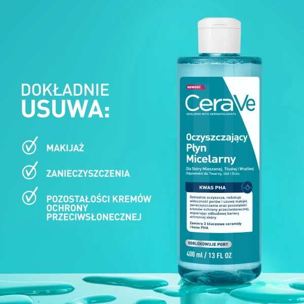 CeraVe, oczyszczający płyn micelarny, 400 ml
