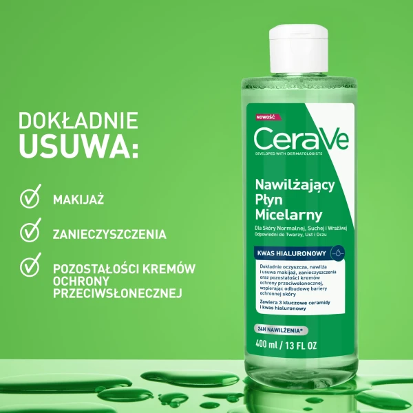 CeraVe, nawilżający płyn micelarny, 400 ml