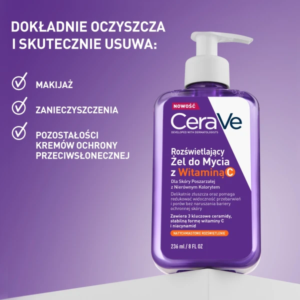 CeraVe, rozświetlający żel do mycia z witaminą C, 236 ml