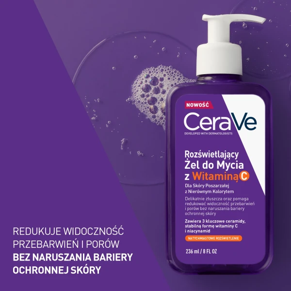 CeraVe, rozświetlający żel do mycia z witaminą C, 236 ml