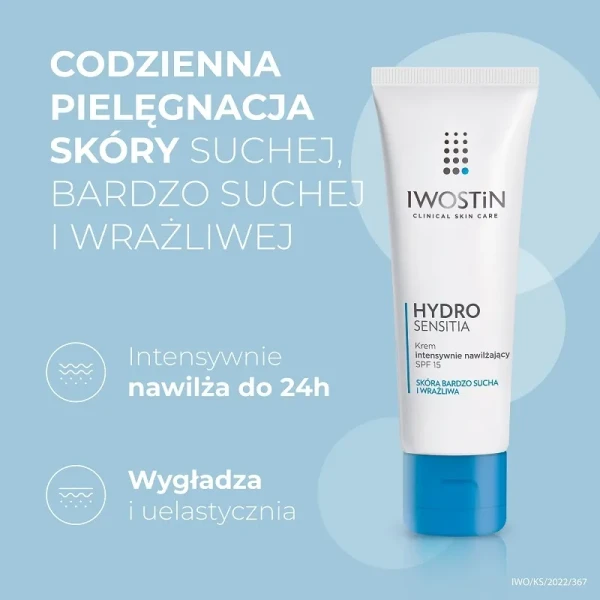 Iwostin Hydro Sensitia Intensywnie nawilżający krem do twarzy, SPF 15, 50 ml