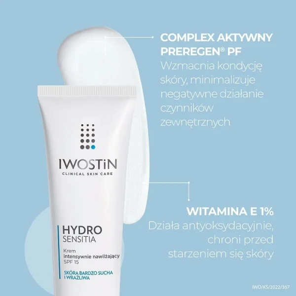 Iwostin Hydro Sensitia Intensywnie nawilżający krem do twarzy, SPF 15, 50 ml