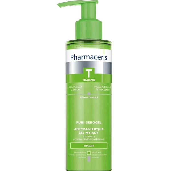  Pharmaceris T,  żel antybakteryjny, 100 ml + krem normalizujący, SPF30, 40 ml
