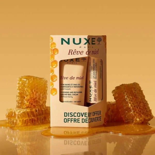 Zestaw Nuxe Reve de Miel: krem do rąk 30 ml + nawilżająca pomadka do ust 4 g