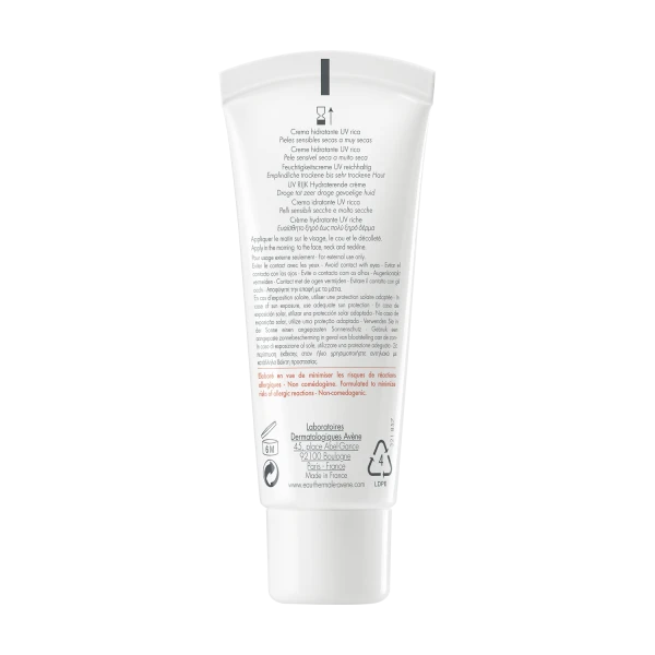 Avene Hydrance UV Rich, bogaty krem nawilżający, skóra wrażliwa, sucha i bardzo sucha, SPF 30, 40 ml