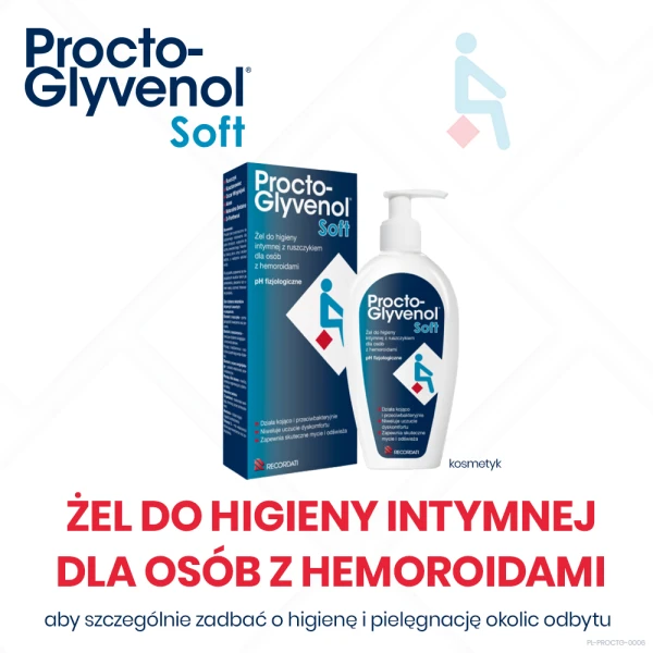 Procto-Glyvenol Soft, żel do higieny intymnej z ruszczykiem dla osób z hemoroidami, 180 ml