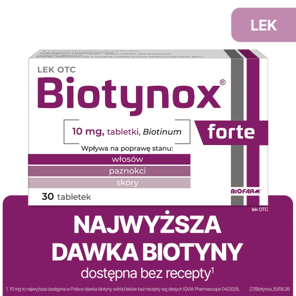 Biotynox Forte 10 mg, na wypadanie włosów, 30 tabletek