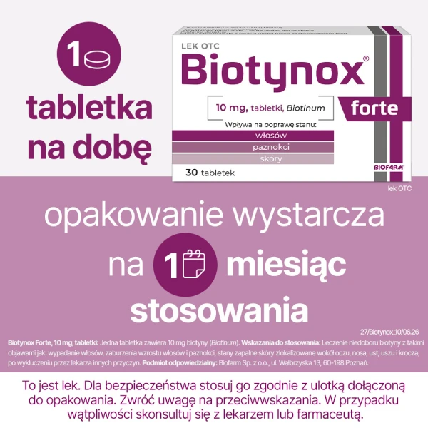 Biotynox Forte 10 mg, na wypadanie włosów, 30 tabletek