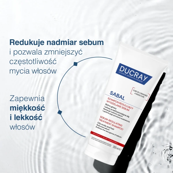 Ducray Sabal, szampon regulujący wydzielanie sebum, 200 ml