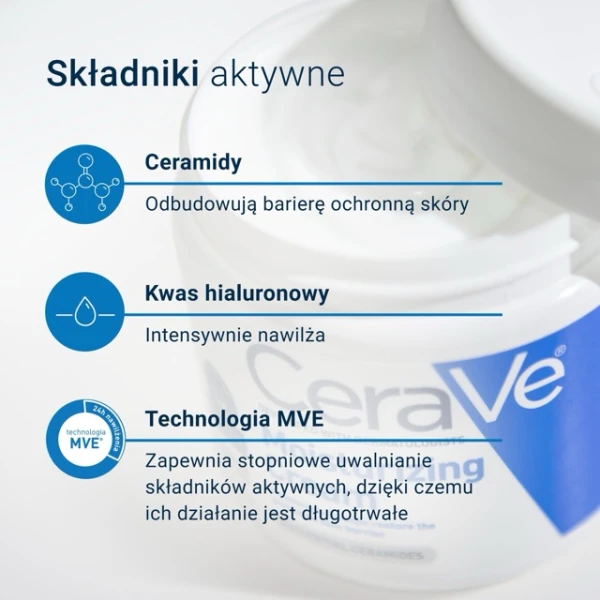 CeraVe, balsam nawilżający do twarzy i ciała z ceramidami, skóra sucha i bardzo sucha, 454 g