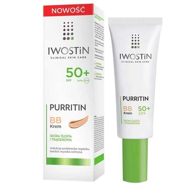 Iwostin Purritin, krem BB, skóra tłusta i trądzikowa, SPF 50+, 30 ml