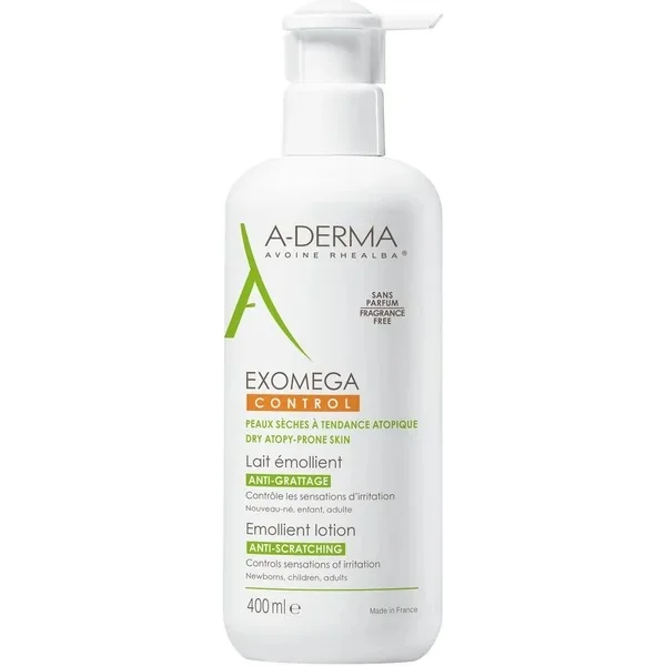 A-Derma Exomega Control, mleczko emolient, do swędzącej skóry, 400 ml