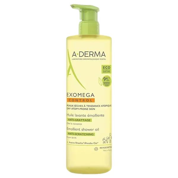 A-Derma Exomega Control, olejek emolient pod prysznic, skóra sucha, skłonna do atopii, od urodzenia, 750 ml
