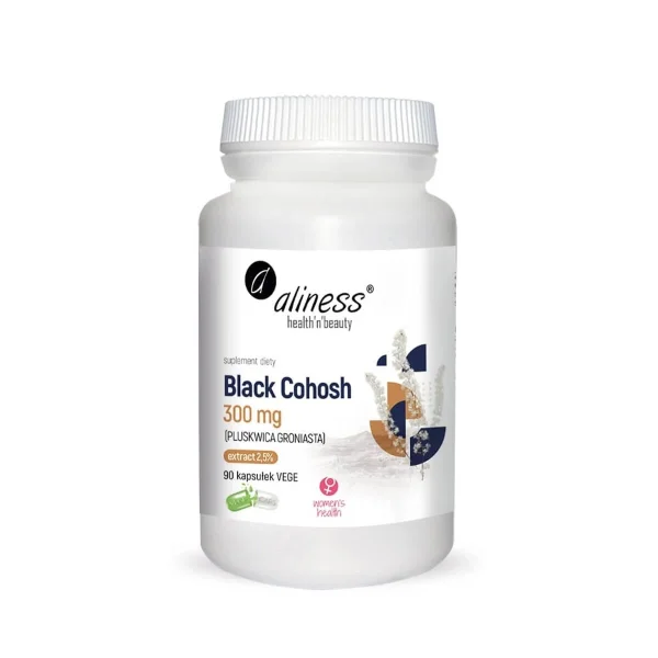 Aliness Black Cohosh 300 mg, pluskwica groniasta, 90 kapsułek